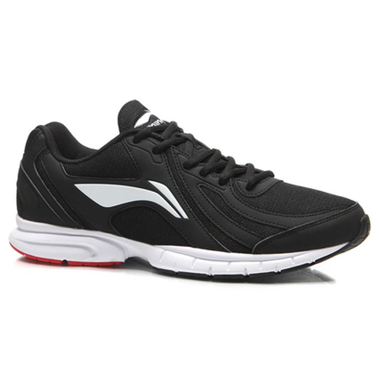 Li Ning Lightweight Breathable Fabric Synthetic Leather Non-Slip Wear-Resistant Low-Top Running Shoes Men Sneakers Black White ARBL037-7