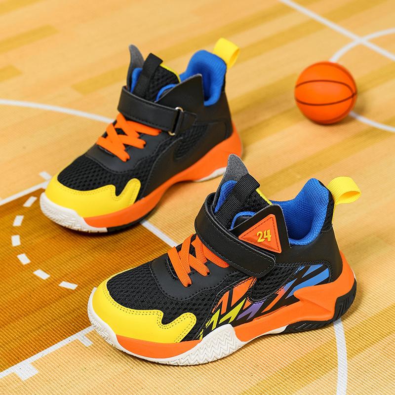 Breathable children's basketball shoes boys 2025 new mesh medium and older children's non-slip and wear-resistant cushioning shoes