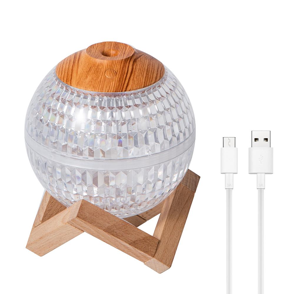 Luftfuktere for soverom RGB LED Mini Fargerikt Nattlys Krystallkule Luftfukter 6H Auto-off 450ml