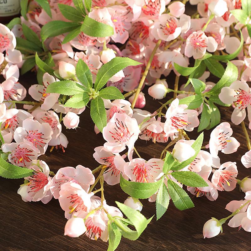 Simulation Cherry Blossom Long Branch 2 Fork Peach Blossom Branch Wedding Decoration Landscaping Ornaments Artificial Flowers