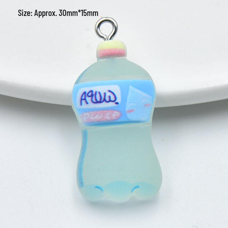 Luminous Resin Cartoon Drink Bottle Pendant for DIY Jewelry Accessories