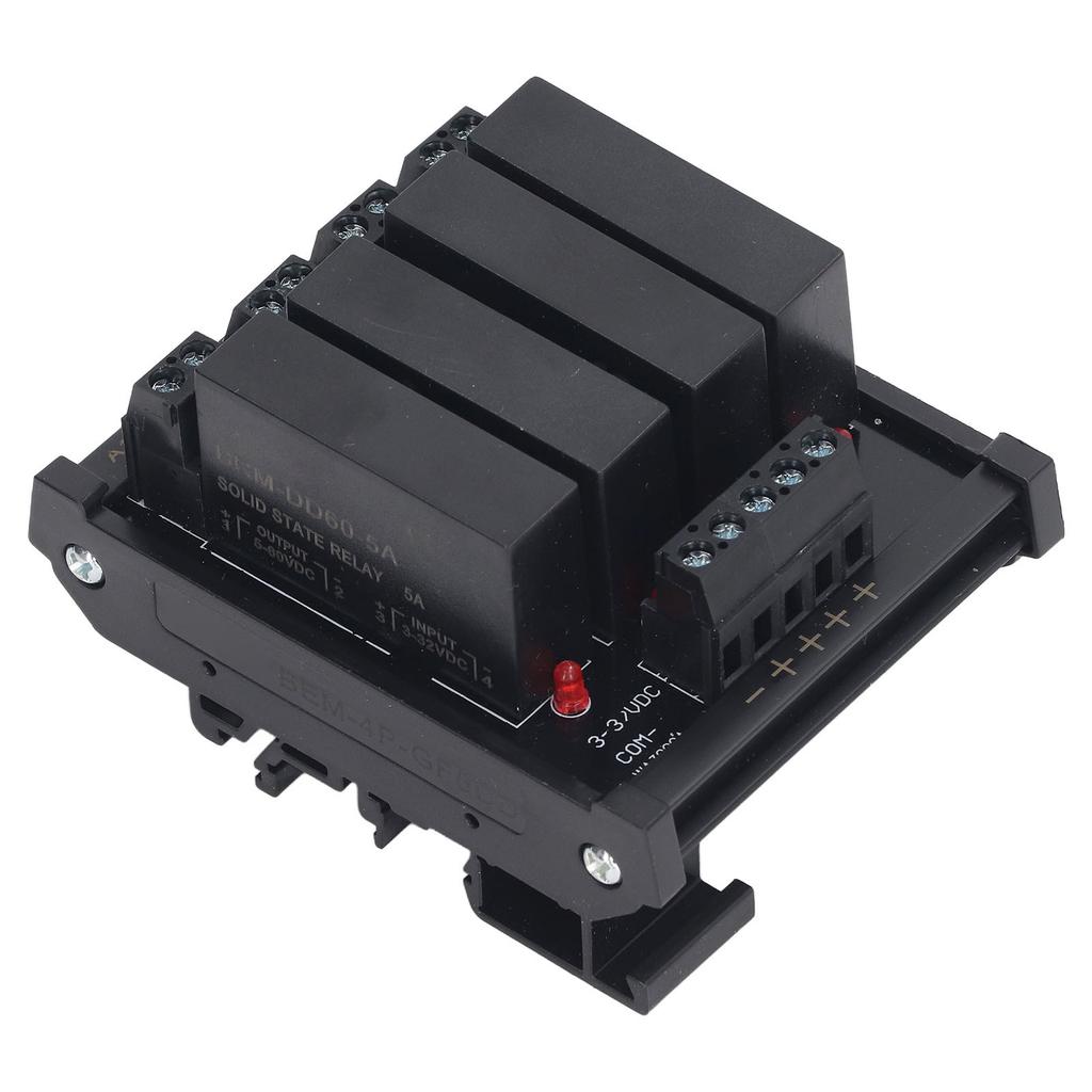 4P DC to DC Relay Module DIN Rail Solid State Relay Common Negative Terminal 3‑32V Input 5‑8A 5‑60V Load