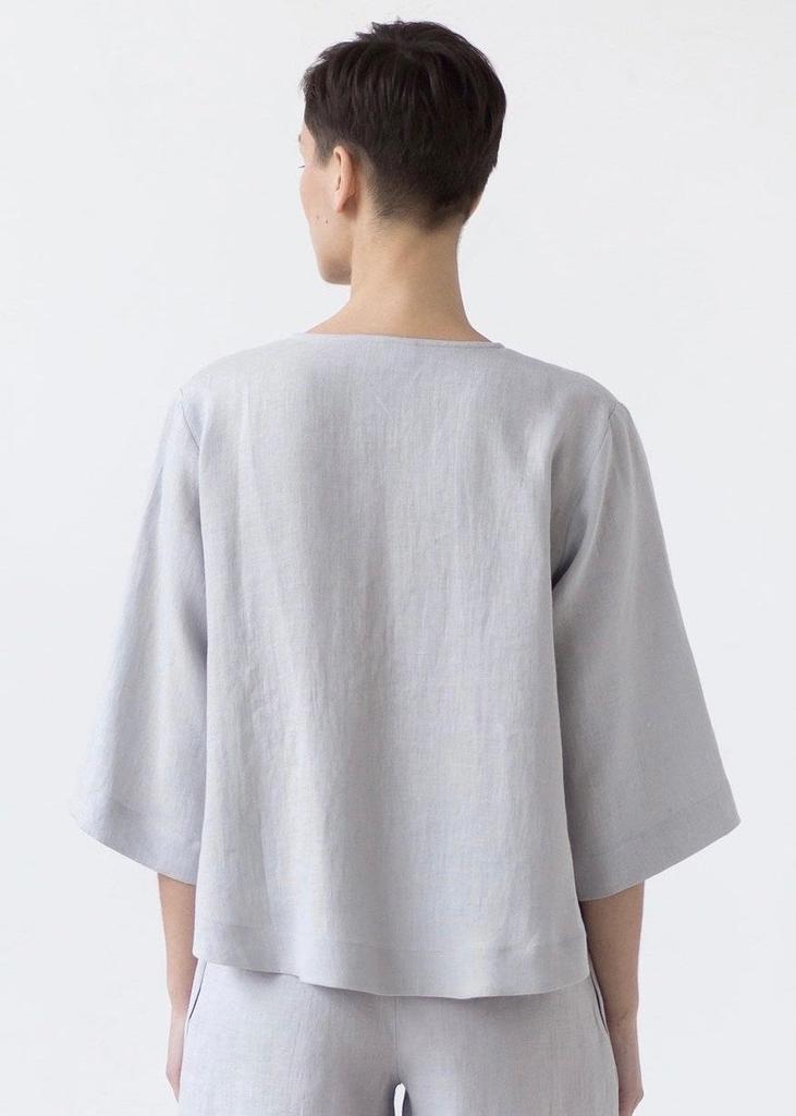 Linen Flared Top Women Loose Casual Blouse Bracelet Sleeve Oversized Shirt