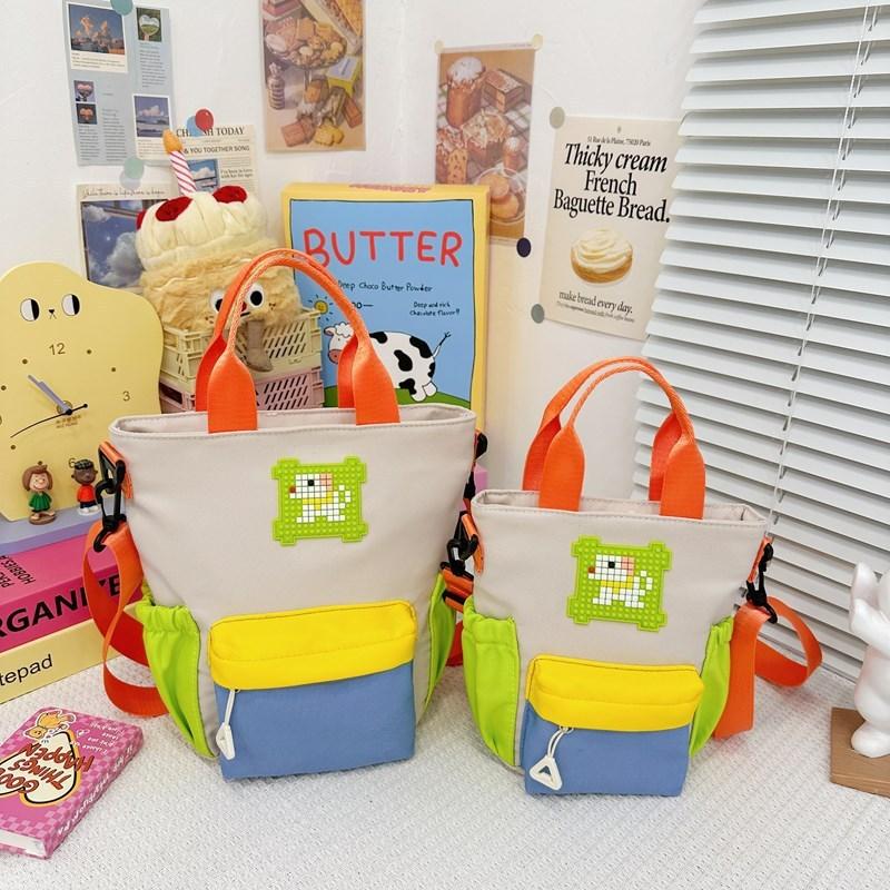 Kid Parent Color Block Crossbody Bag Nylon Breathable For Outdoor Daily Use