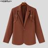 INCERUN Men Lapel Neck Long Sleeve One Button Blazer Slim Waist Thin Coats