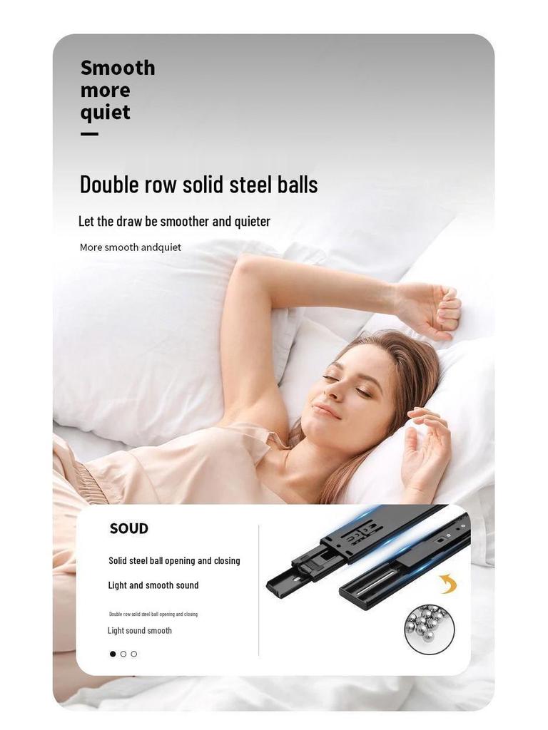 Silent Extra Thick Stainless Steel Drawer Slides with Rebound Damping