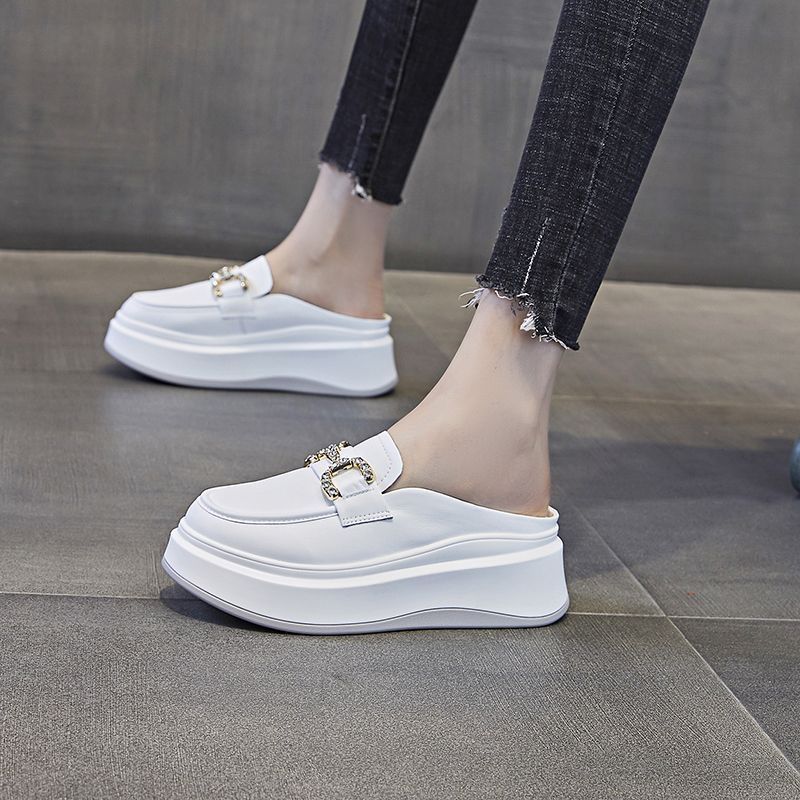 Papuci baotou pentru femei, noi de vară, cu talpă groasă, fără toc, cu suport parțial, pantofi simpli, poartă o pereche de pantofi leneși