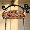Decorative Resin Craft Ornament Halloween Swing Ghost Doorbell, with Pumpkins Decor, Gothic Style Trick Wall Art or Treat Sign, for Farmhouse