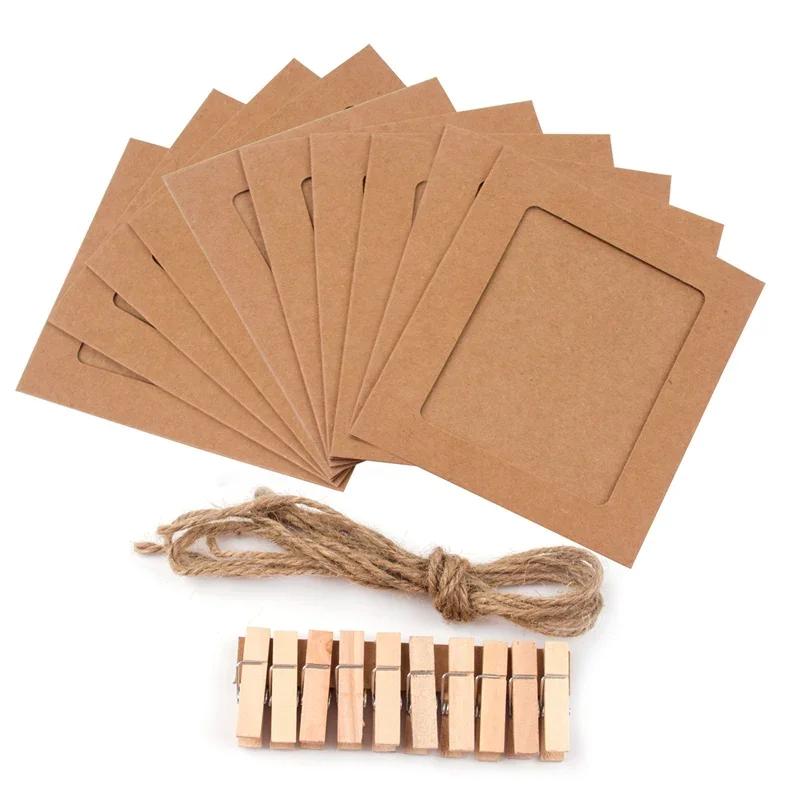 2M 5/6inch Kraft Paper 12 Months Photo Garland with Clothespins for Photo Picture Banner Birthday Entertainment 6 Years