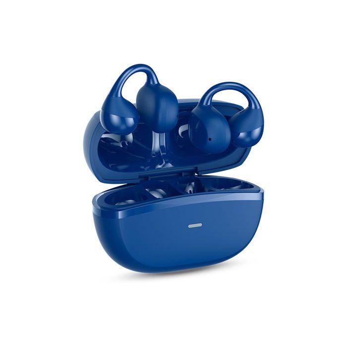 SPC Boost Clip – Open-Ear-Wireless-Kopfhörer mit Clip, ENC, 26 Stunden Akkulaufzeit, Bluetooth, Fast Pair, IPX5, Touch-Bedienung, Blau