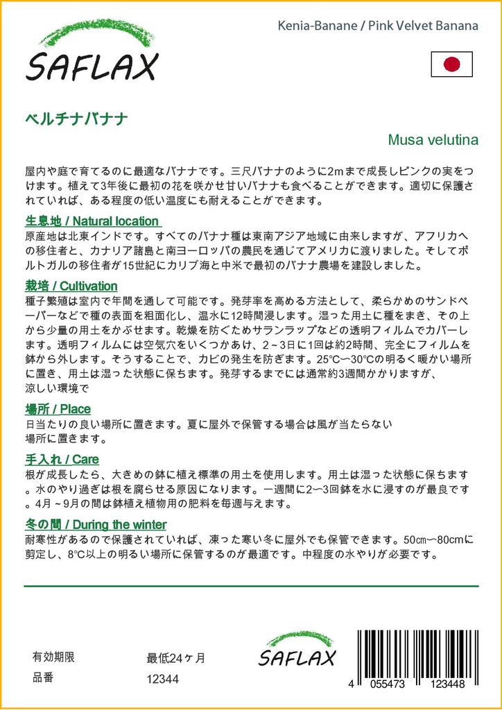 SAFLAX Gift Set - Pink Velvet Banana - 8 Seeds - With Gift Box, Card, Label and Potting Substrate - Musa Velutina