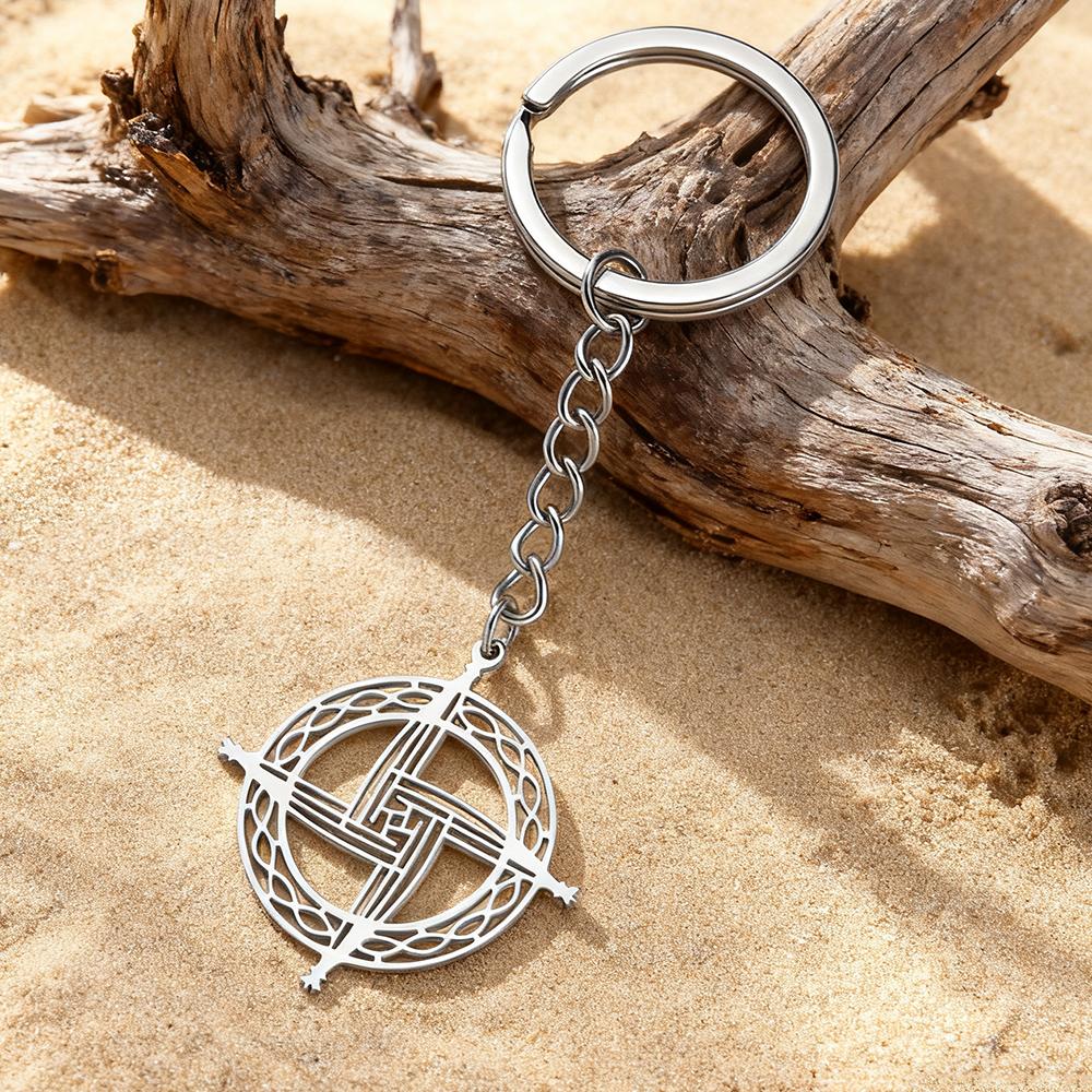 Dawapara Saint Brigid Cross Pendant Keychain Irish Celtics Knot Imbolc Protection Amulet Religious Stainless Steel Jewelry