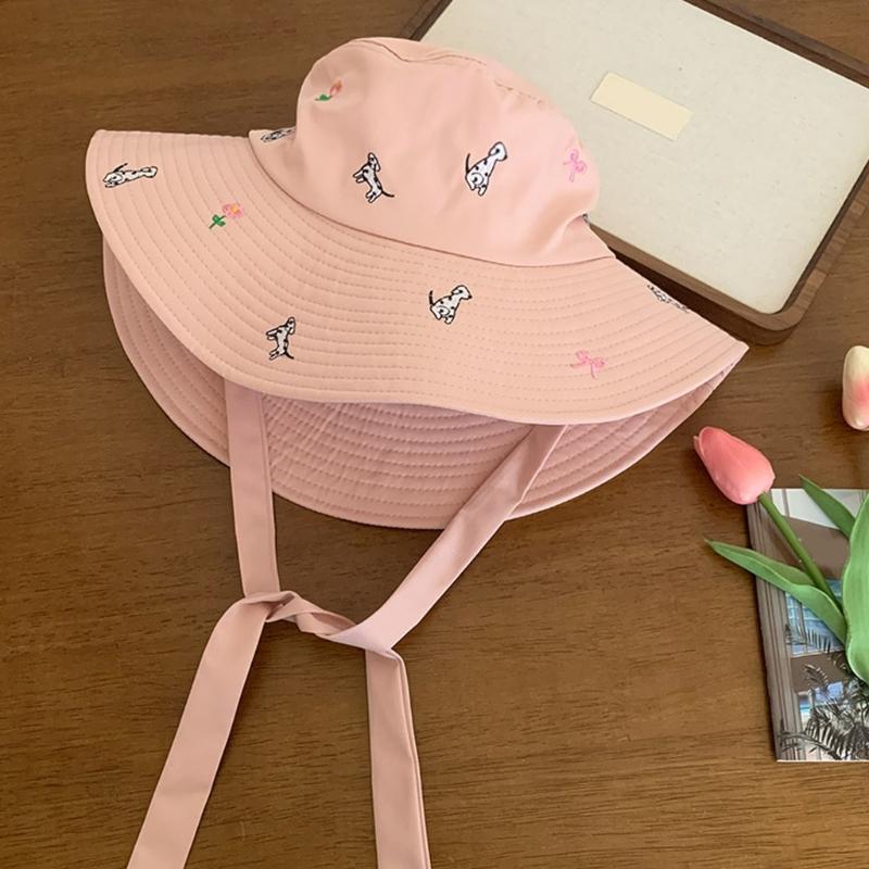 Fisherman Hat Bucket Hat for Girls Colorful Embroidered Casual Caps for Sports Gym Mountain Camping Hat Outdoor Sunshade