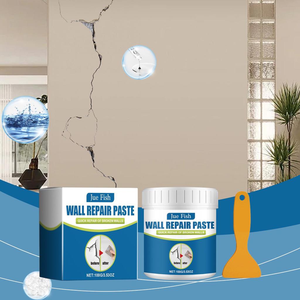 JUE FISH Wall Repair Paste - Stain Cover, Moisture-Proof, Peeling Prevention, Crack Fix