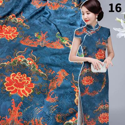 Chinese Retro Landscape Painting Fabric High-end Printing Silk Like Brocade Fabric For Diy Cheongsam Hanfu Dress Patchwork