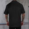Fashion New Men Clothes Summer Short Sleeve Black Stripe Shirt 100% Polyester 3D Digital Print Cool Shirt Tops
