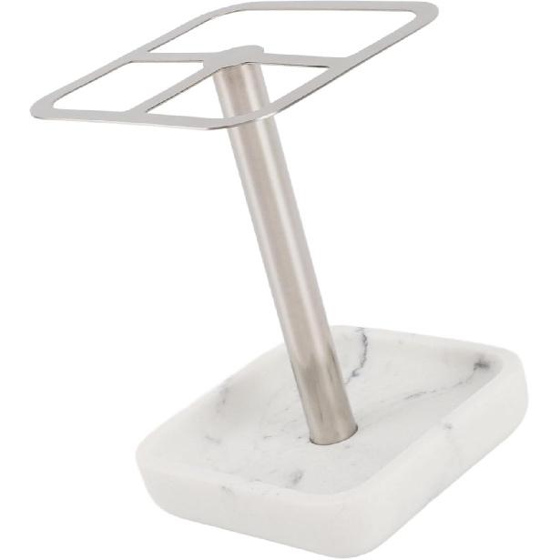 304 Stainless Steel Toothbrush Holder, Space Saving Toothpaste Storage Stand with 3 Slots for Bathroom, No Drilling Installation (Silver)