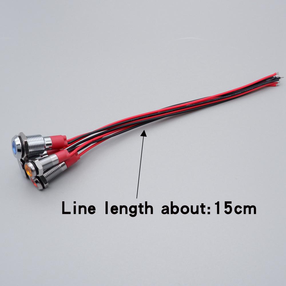 6mm 8mm 10mm 12mm LED Metal Indicator Light Signal Lamp with Wire 3V 5V 6V 12V 24V 110V 220V Red Blue Green Yellow White