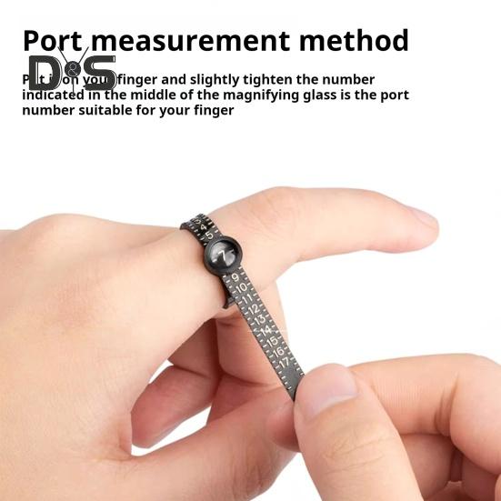 2 szt. Rozmiary pierścionków ze szkłem powiększającym do wygodnego odczytu Dokładna skala 1-17 Pasek do pomiaru pierścionków Wielokrotnego użytku amerykański wskaźnik rozmiaru palca Rozmiar biżuterii