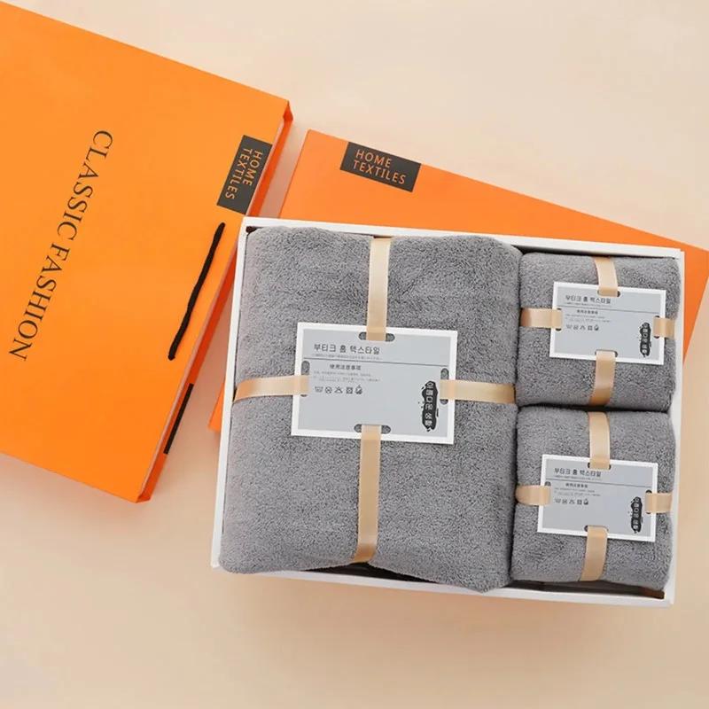 

Подарок для невесты, набор для ванной, набор полотенец, быстросохнущее коралловое флисовое полотенце, банное полотенце, подарочная коробка из трех предметов, набор полотенец из микрофибры