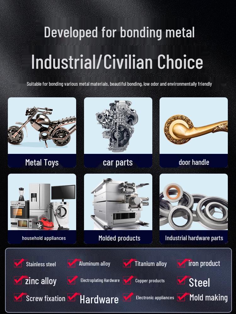 Swiss Metal Glue: Strong Adhesion for Aluminum, Iron, Stainless Steel - Solder-Free Welding Replacement.