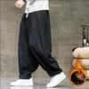 Winter Corduroy Pants Men's Solid Color Fleece Thickened Harem Sweatpants Winter Men's Warm Casual Pants