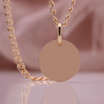 Collana con ciondolo alla moda da donna, semplice, rotonda, lucida, in oro rosa, per amici, famiglia, cena, festa, regalo