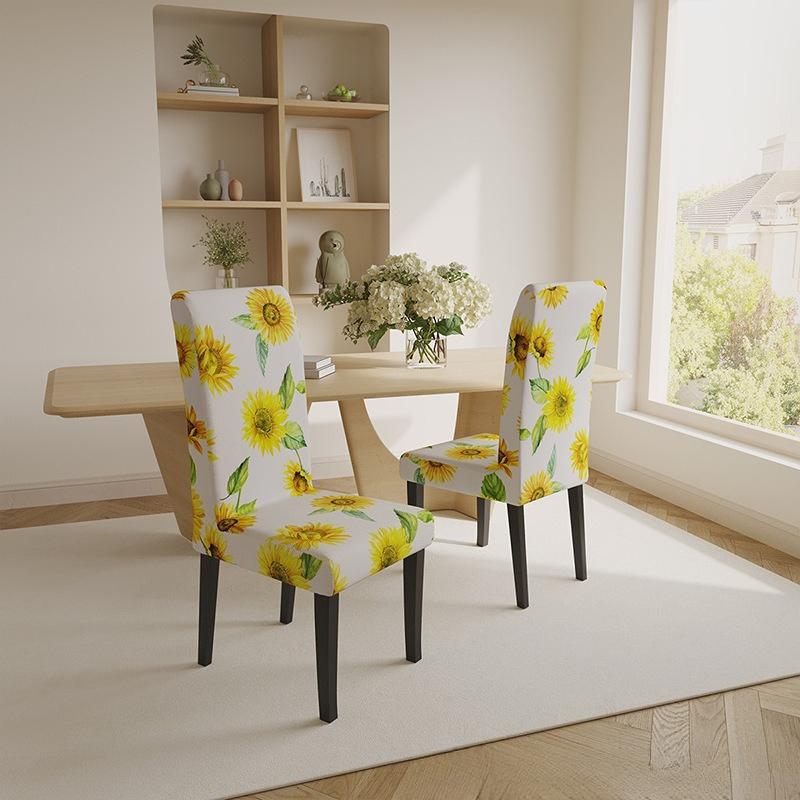 

Waterproof Milk Silk Seat Cover Sunflower Print Pattern Waterproof Dustproof Elastic Chair Protector Soft One Piece Chair Cover 1 pc