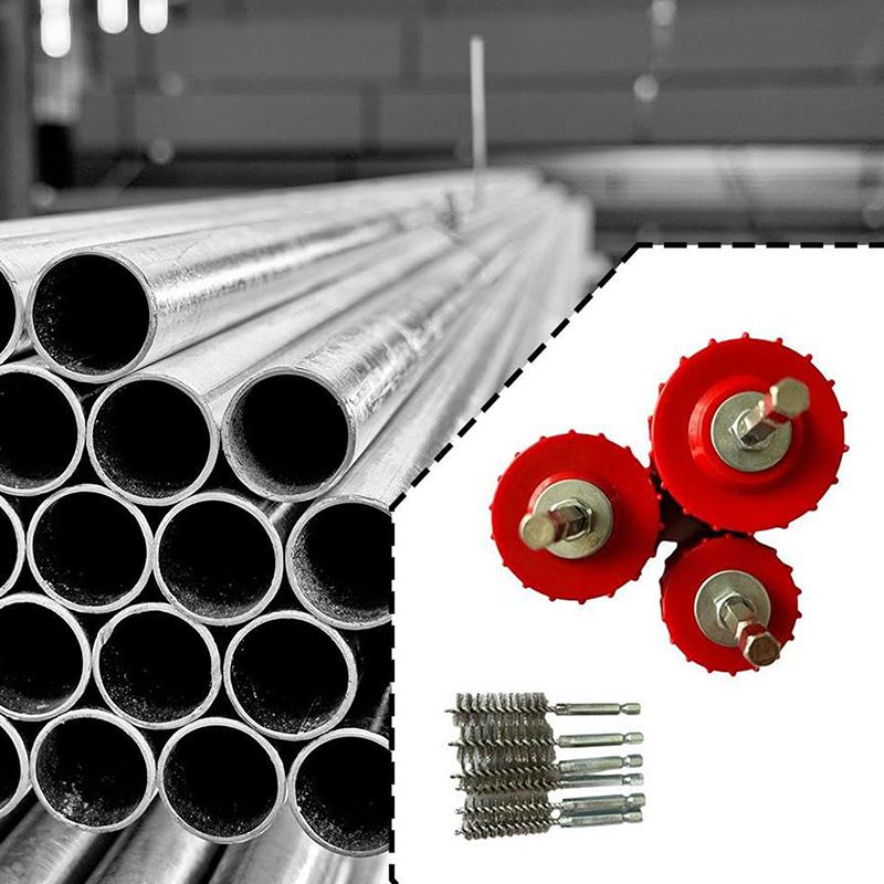 Copper Pipe Cleaner Set For Power Drill, Tube Cleaning Brush, Cleans Copper Pipes Tubes And Fittings For Soldering