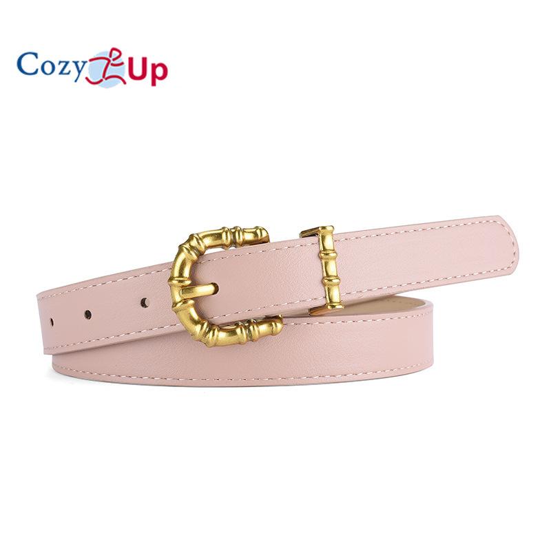 Slub Gold Buckle PU Firming PU Belt Slim Windbreaker Jeans Outer Waist Belt