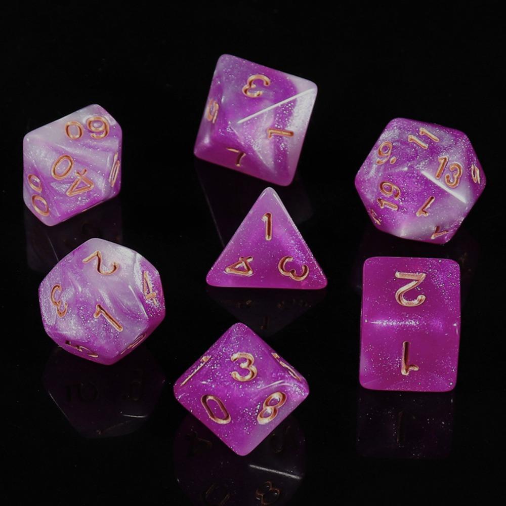 7PCS/Set Digital Acrylic Dice Double-Colors Mixed Color Dice Pearlescent Dice  Constellation