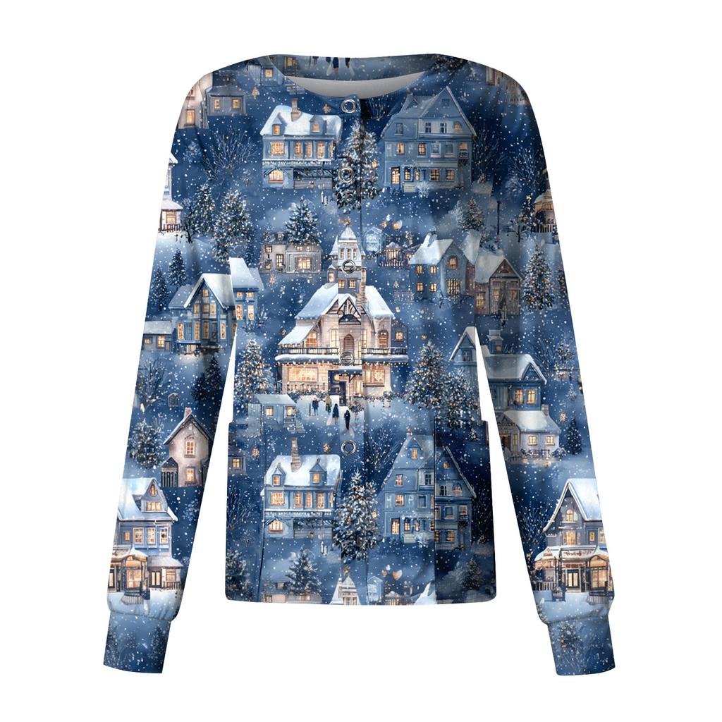 Women's Casual Long Sleeve Single Breasted  Printed Dry-nurse Top