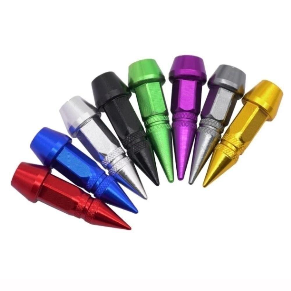 4pcs 60mm Pointed Valve Tips Universal Auto Parts Car Tires Valve Caps Bicycle and Motorcycle