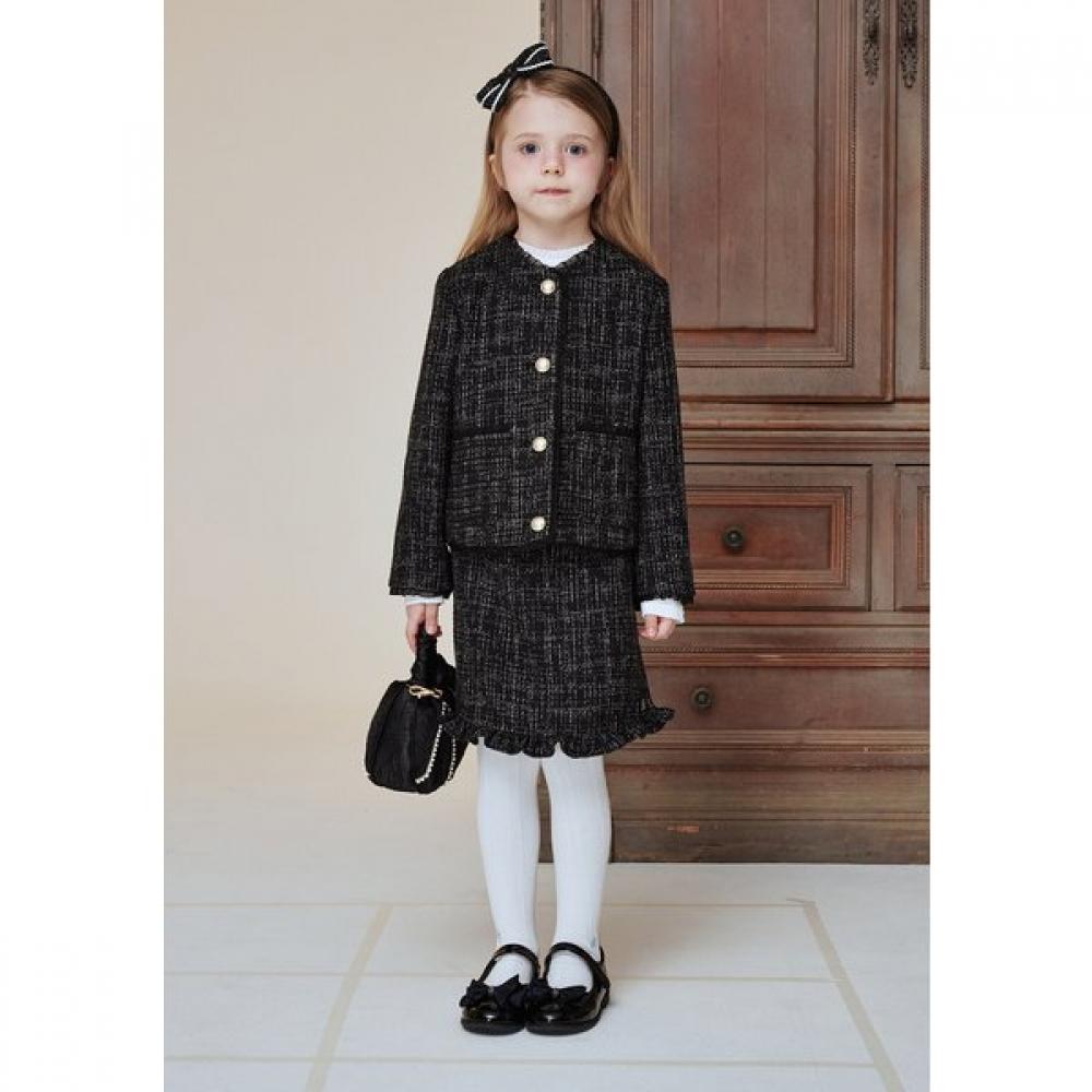 The Coffee Bean Tea Leaf Black Tweed No Collar Jacket Ba12jk01bk Black/165