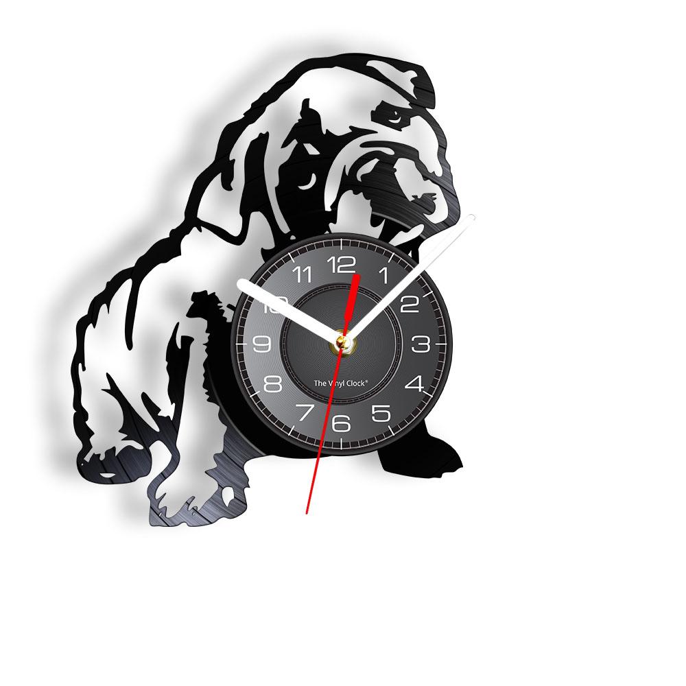 English Bulldog Wall Clock British Dog Breeds Vinyl Record Wall Clock Love My Bulldog Puppy Pug Pet Shop Wall Decor Clock Gift