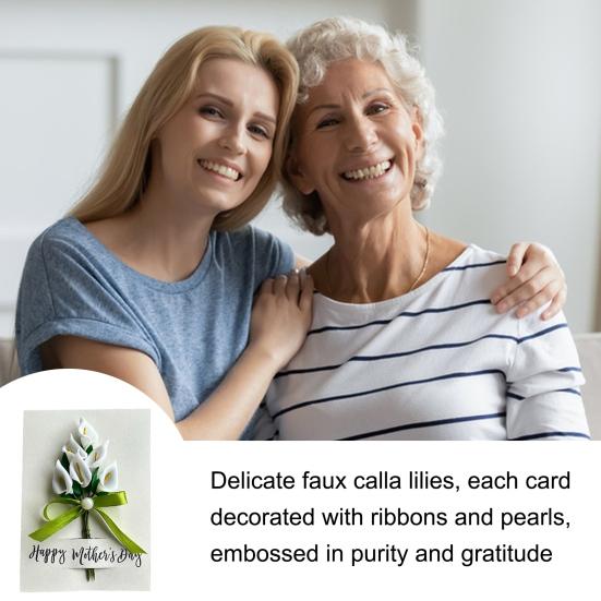 Calla Lily Mother's Day Card Artificial Calla Lily Flower Greeting Card Handcrafted 3D Flower Bouquet Card for Mother Grandmother