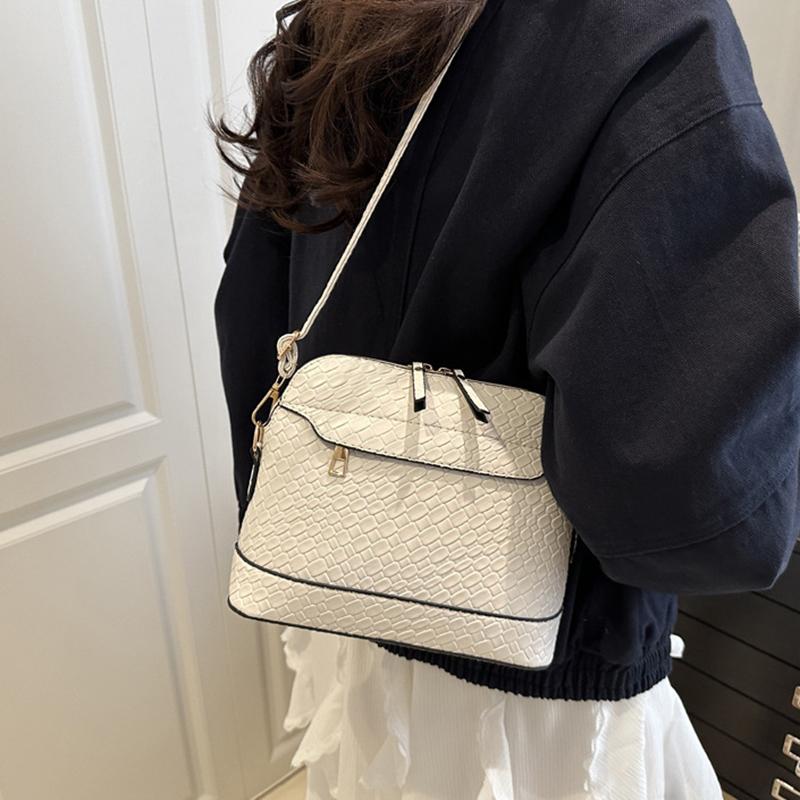 Solid Color Woven Pattern Crossbody Bag Vintage Minimalist Large Capacity Shell Purse and Handbag For Women AVE