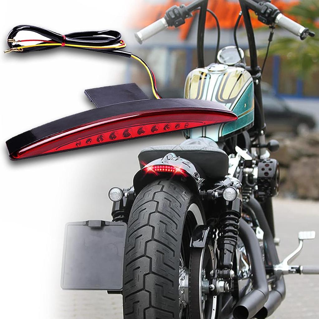 DREAMIZER Motorcycle Chopped Rear Fender Edge LED Brake License Plate Tail Light Stop Running Light Turn Signal Lamp for Harley Sportster XL883N