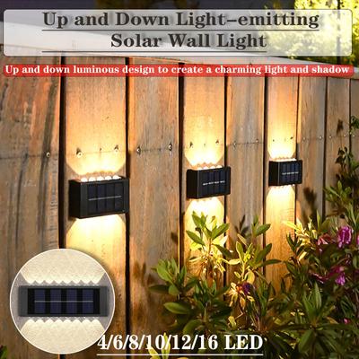 Solar-LED-Wandleuchte für den Außenbereich, wasserdicht, nach oben und unten leuchtende Beleuchtung, Gartendekoration, Solarleuchten, Treppen, Zaun, Sonnenlicht-Lampe