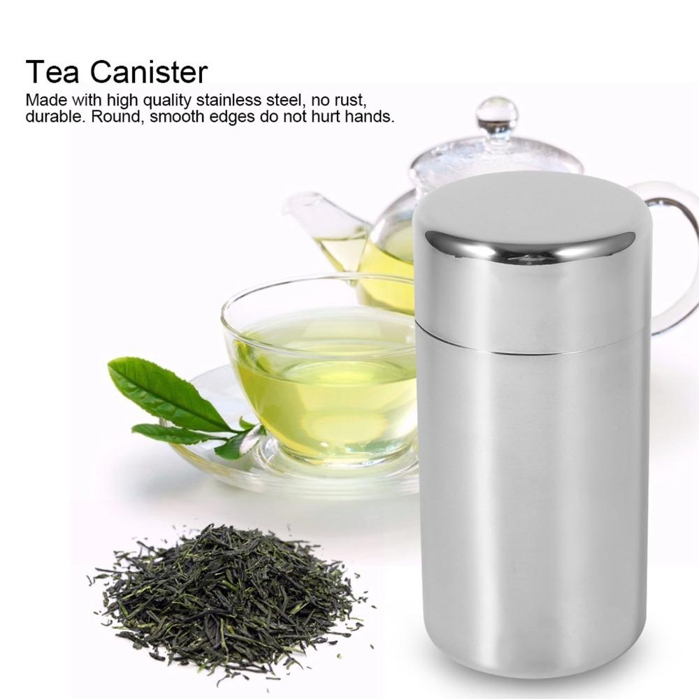 Stainless Steel Tea Tins Textured Metal Containers Tea Canister With Lid Interior Seal Lid Loose Leaf Tea Tin Home Kitchen
