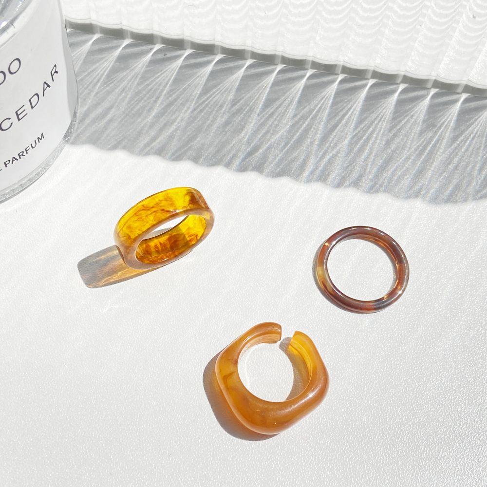 Cool Transparent Retro Resin Geometric Acrylic Women Open Ring Fashion Jewelry Korean Style Ring
