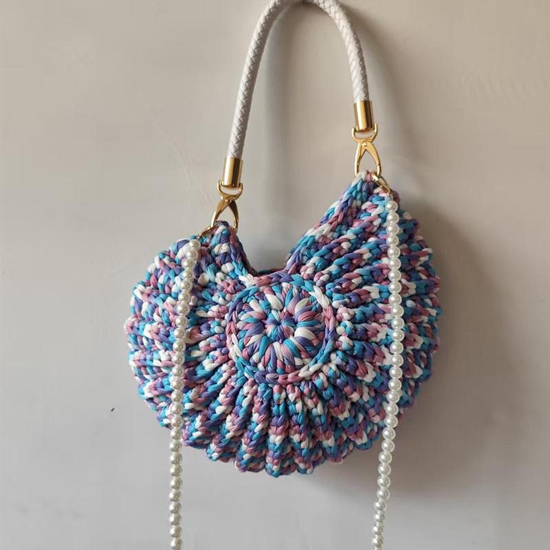 Luxury Hand-woven Shell Bag Women Seaside Conch Shell Messenger Shoulder Bag Exquisite Pearl Chain Fashion Holiday Shopping Bag