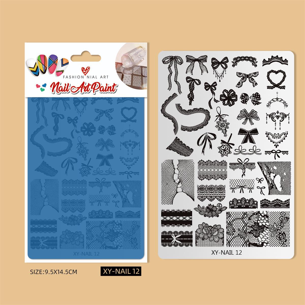 

Пластина для стемпінгу нігтів - Візерунки метеликів, квітів та клітинки