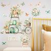 Cartoon Cat Flowers Potted Plants Wall Stickers Fake Windows Warm Bedside Bedroom Decorative Decal Stickers Wallpaper