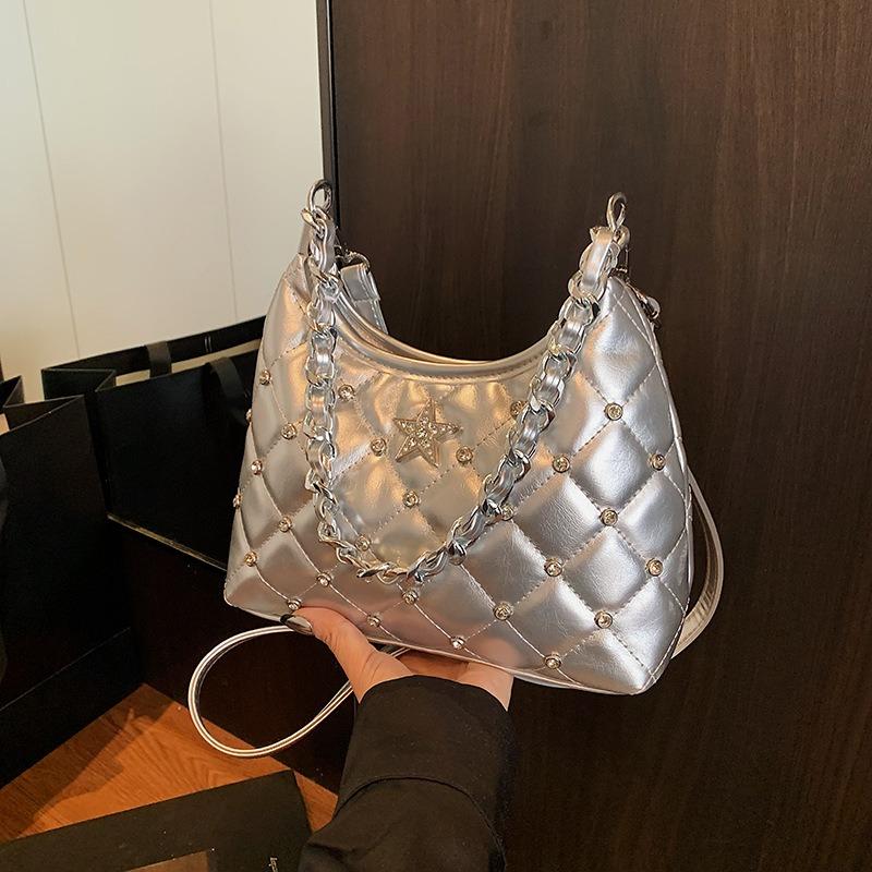 Fashion diamond chain bag women's summer new commuter versatile underarm bag shoulder messenger bag