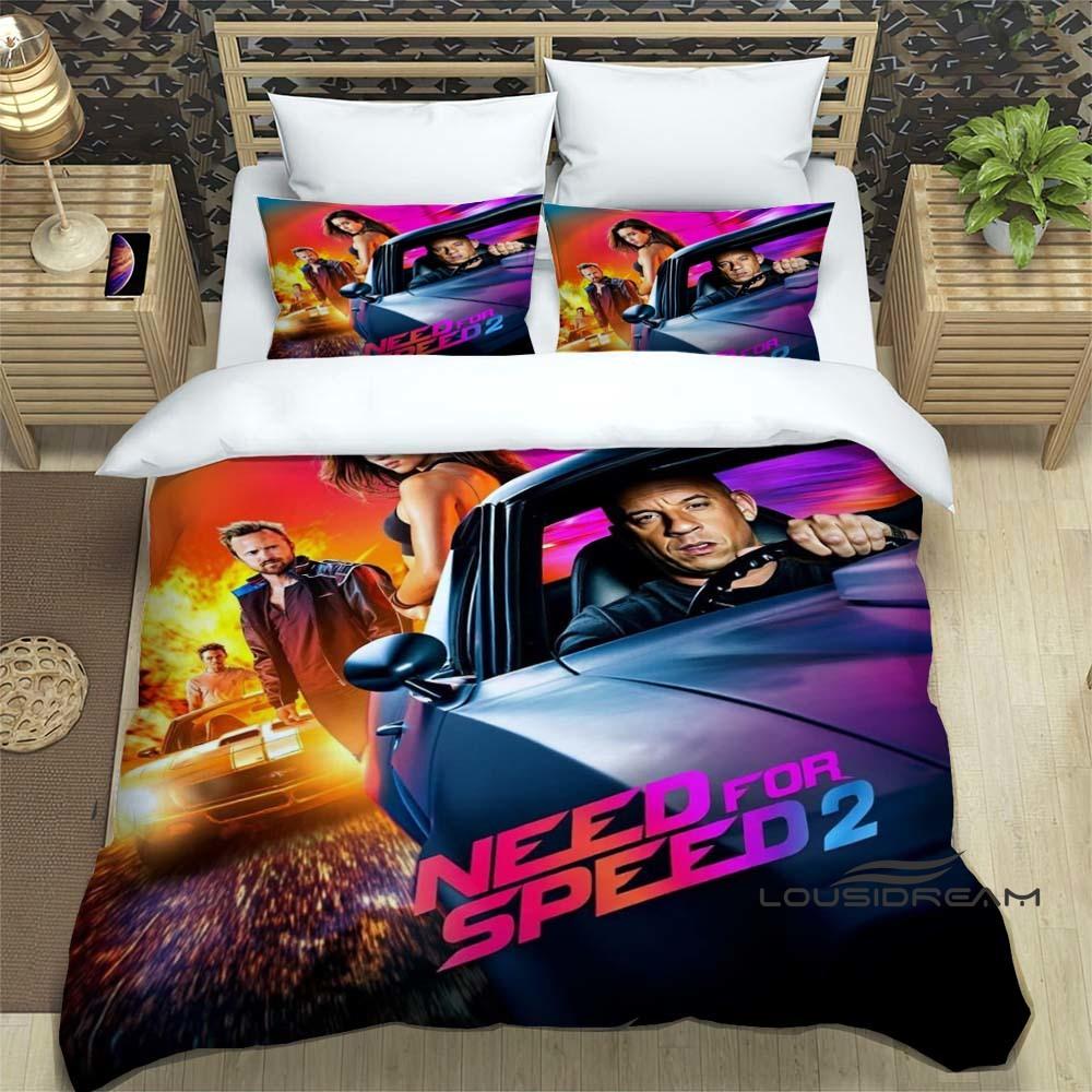 This Printed Bedding Set—featuring Duvet Covers and Pillowcases—is Inspired by the *Fast & Furious* Racing Action Film Franchise