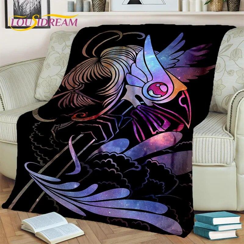 3D Cartoon Captor Anime Cute Card Sakura Blanket,Soft Throw Blanket for Home Bedroom Bed Sofa Picnic Office Cover Blanket Kids