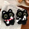 Chirping Squeeze Plush Keychain Cartoon Plush Stuffed Toys Squeak Scarf Black Cat Pendant  Couple