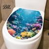 Peelable Toilet Lid Decorations Sea World Sticker, Easy Peel & Stick Seat Bathroom Remodeling Supplies Decal, Ocean Landscape Wall Stickers