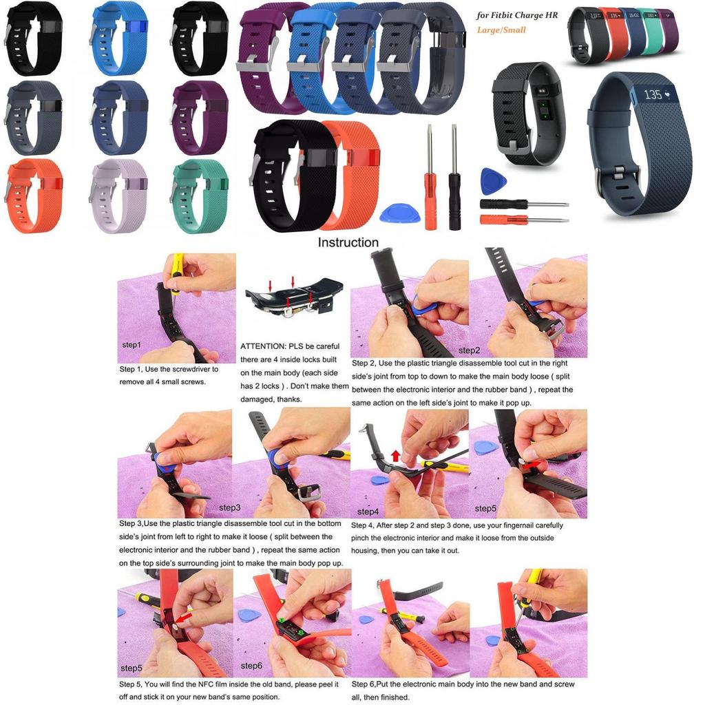 Charge Hr Silikon Ersatzband Deluxe TPU Armband Inklusive Werkzeug Größe L